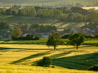 Obraz premium Gerstenfeld in der Abendsonne