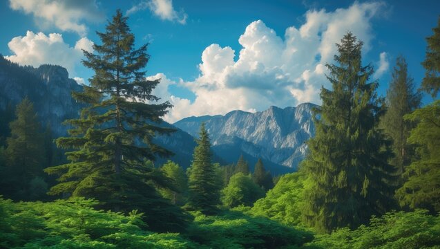 Tall cedar amidst rhododendron thickets stands out from surrounding trees.