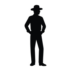 Cowboy Silhouette Vector – Western Character Man Icon with Hat for Wild West Themes