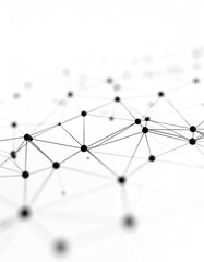 Abstract black and white network design with dots and lines, creating a sense of connection and digital flow
