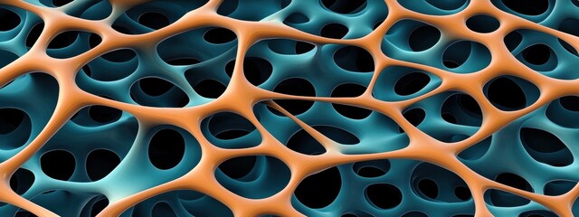 Abstract Microscopic Image Teal and Orange Network Structure