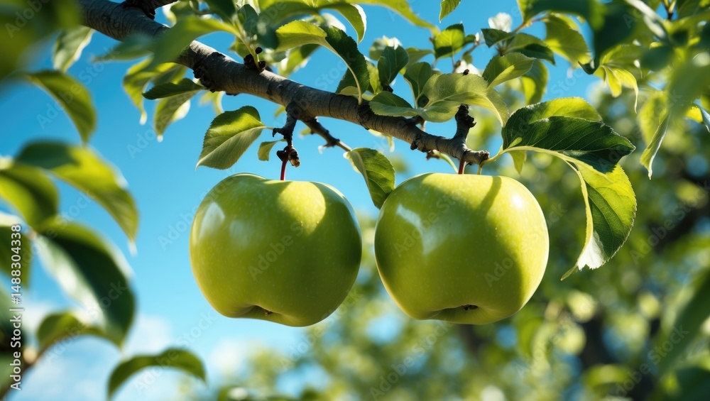 Aufkleber two apples on a tree, type apple