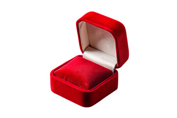 Red velvet box for the ring isolated on transparent background.PNG
