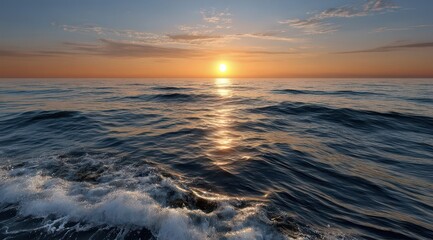 Obraz premium Serene Ocean Sunset Over Calm Waters