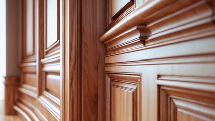 Stylish interior featuring wooden trim and moldings, close-up detail