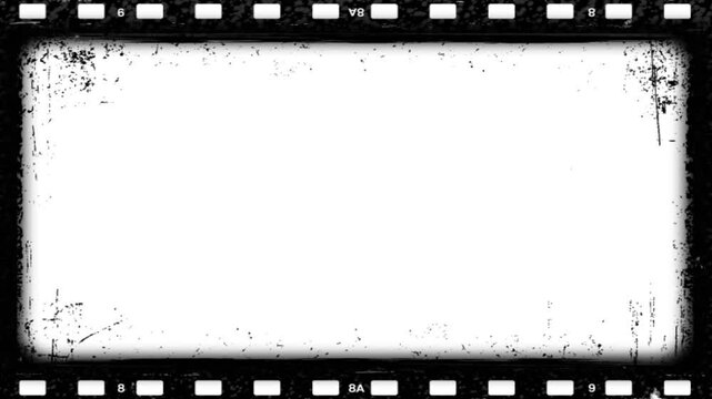 4k Black and white Vintage seamless looping film strip background. 4K reel clutter old tv grain noise frame filmy roll 