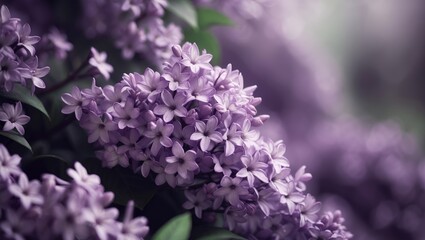 Vibrant lilac blossoms on a flowering bush
