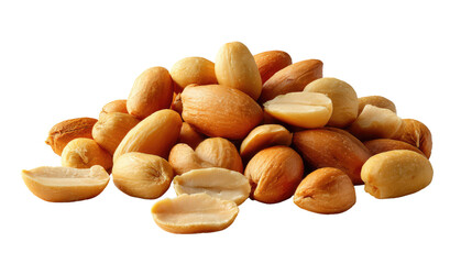 Obraz premium Peanut Heap: An appetizing close-up shot of a collection of raw, shelled peanuts piled together, inviting a healthy snack moment.