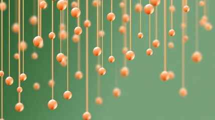 Pastel Orange Droplets Hanging Gracefully Against Soft Green Background