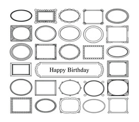 Hand Drawn Floral and Leaf Border Elements Set for Frames