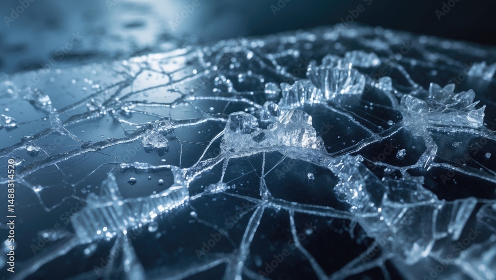 Aufkleber texture of ice with cracks and bubbles in frozen water