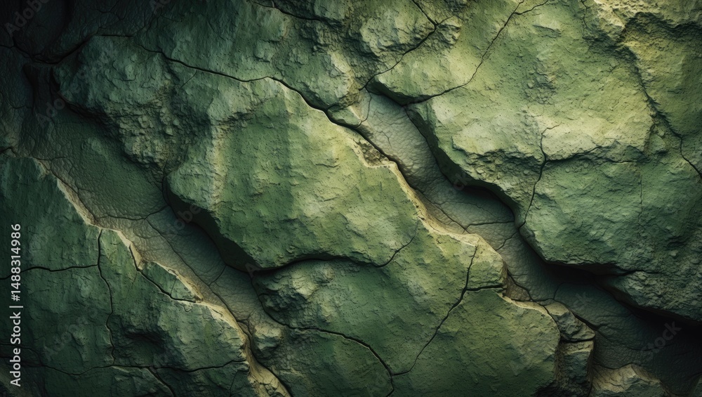 Poster Digital illustration featuring a stone texture in a gritty green shade.