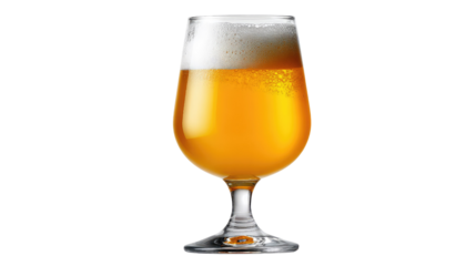 Golden Brew: A crystal-clear glass showcases a full pour of fresh, crisp, and refreshing beer with a rich, creamy, and foamy head of effervescent bubbles. A perfect symbol of relaxation.