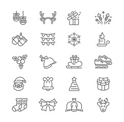 Assorted Christmas icons arranged neatly