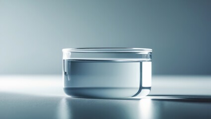 A petri dish containing transparent helium serum