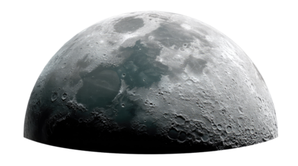 Half-Lit Lunar Landscape: A captivating close-up of the moon's surface, revealing its intricate craters, rugged terrain, and a hint of the mysterious shadows of its far side.