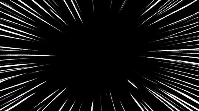 Radial speed or action lines anime comic background. Manga striped backdrop. 4K Seamless loop.