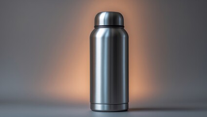 Fototapeta premium Thermal metal flask capable of keeping beverages hot or cold.