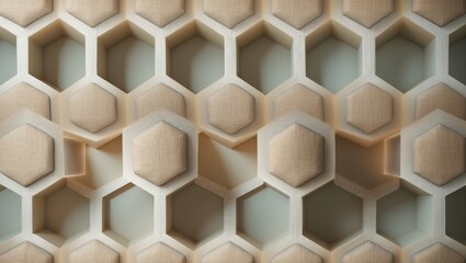 Geometric pattern of hexagons featuring inner squares with a subtle texture.