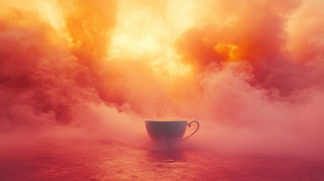 Teal cup in fiery clouds