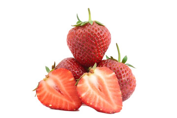Stack of strawberries sliced strawberries isolated on transparent background.PNG