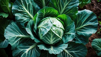 Obraz premium Close-up view of cabbage plants