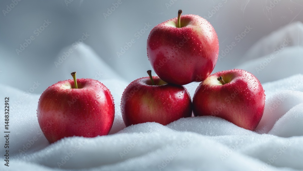 Poster stack of apples separated on a white backdrop