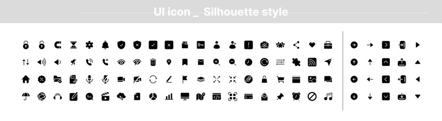 UI icon Silhouette style, UxUi web icons. stroke icons. Vector illustrator. Suitable for Web Page, Mobile App, Web, Print.