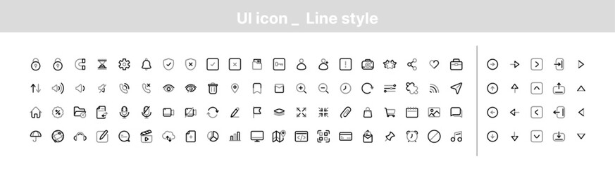UI icon line style,  UxUi web icons. stroke icons. Vector illustrator. Suitable for Web Page, Mobile App, Web, Print.