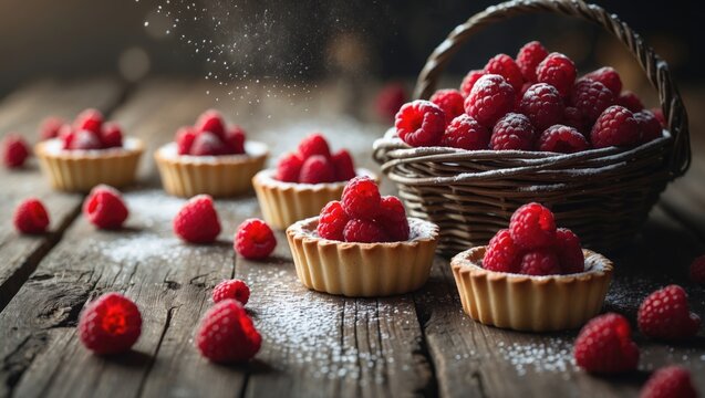 Easy diet-friendly raspberry basket dessert for everyone, featuring fresh raspberries and a light sprinkle of powdered sugar