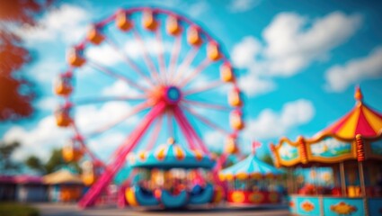 Old-fashioned abstract bokeh image of a theme park with a vintage tone for backgrounds