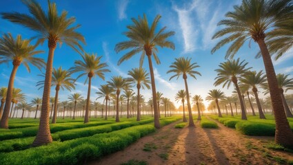 Obraz premium Palm trees can be found on a farm in Al Ula.
