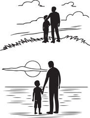 Father and son on the beach