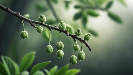 Close-up view of early flower buds on a tree branch