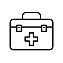 Obraz premium Black outline first aid kit icon on a white background 