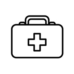 First aid kit icon in minimalist line art style for health and safety  