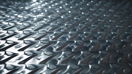 Naklejka premium Diamond-patterned stainless steel metal floor texture backdrop