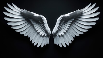 Fototapeta premium White wings contrasted with a black background.