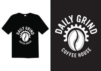 Hand-Drawn Skull Gear Coffee Bean Logo – Black and White Daily Grind Coffee House T-shirt Design