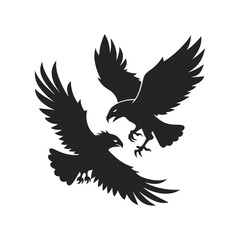 Eagles Fight Air Clash Silhouette Territorial Battle