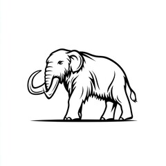 Obraz premium Woolly mammoth illustration, prehistoric animal, white background, extinct beast, educational use