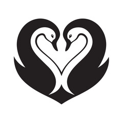 Elegant Swan Love Pair Silhouette Serene Lake