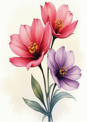 Fototapeta premium floral design, nature artwork, botanical print, artistic flowers, floral arran
