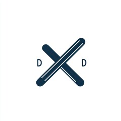 Obraz premium Ski crossed, winter sports, white background, design element