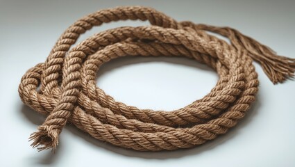 Obraz premium A background with jute rope tied in a knot or loop.