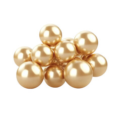 Gold pearls in the shape of a bouquet, isolated on a transparent background Png file format