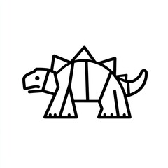 Stegosaurus illustration, geometric style, white background, children's book