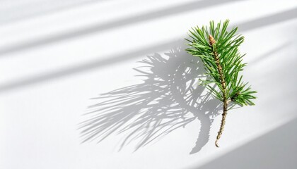 Natural pine branch shadow play in minimalist indoor space artistic still life photography