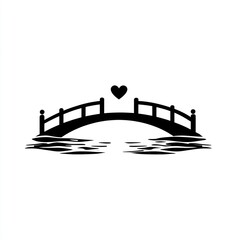 Heart bridge over calm water, love symbol