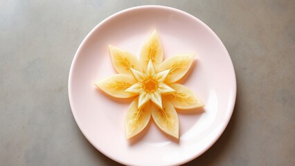 Delightful Slice of Orange on Plate with Floral Pattern